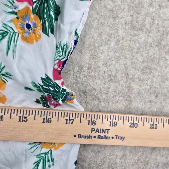 Old Navy Floral Print Womens Ruffle Off Shoulder Blouse Medium White Viscose - Picture 6 of 6